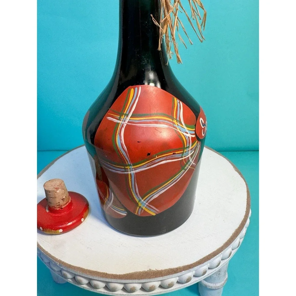 VTG Hand Painted Brandy Bottle MARIA‎ SALZER Hollywood CA EMPTY